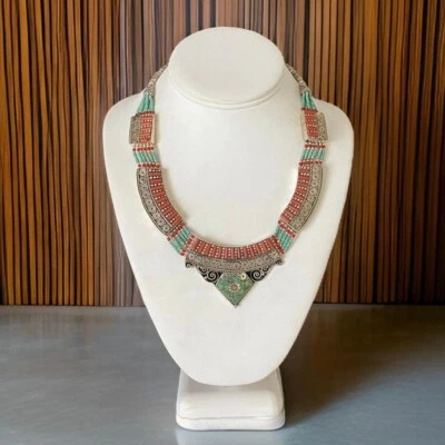 Collar Tibetano Nepal Vintage Turquesa Nepal Étnico Coral Tíbet Hecho a Mano  Foto 1 de 4