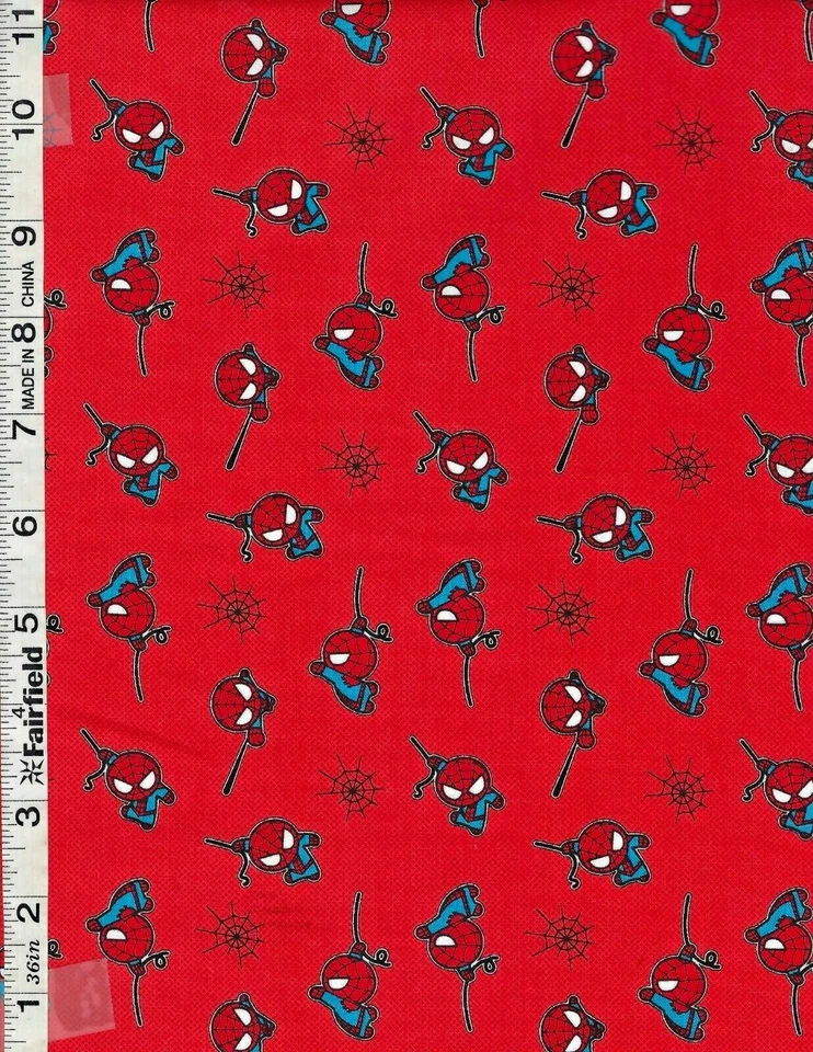 Red Marvel Kawaii Spiderman by Camelot Fabrics bty - Image 1 of 1