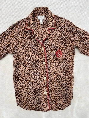 Oscar de la Renta Mujer Manga Larga Pijama Top Salón Algodón Botón Pequeño Foto 1 de 4