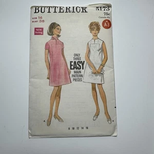 Butterick Vintage 5173 Mod A-Linie Kleid Frontdetail Nähte 16 ungeschnittene Muster - Bild 1 von 3