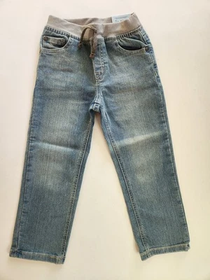 Toddler Kids Blue Denim Jeans Elastic Waist Drawstring Pull-On Comfort Jeans 5T - Imagem 1 de 4