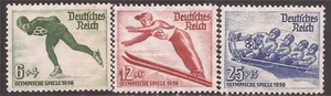 Alemania - Juegos Olímpicos de Invierno 1935 Patín, salto de esquí, bobsled - Juego de 3 sellos MH #B79-81 - Imagen 1 de 1