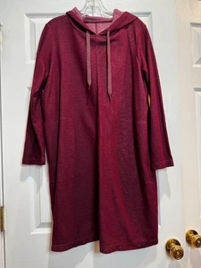 J Jill Fit Double Knit Hooded Dress Mulberry Wine Athleisure Pullover XL Petite - Bild 1 von 20