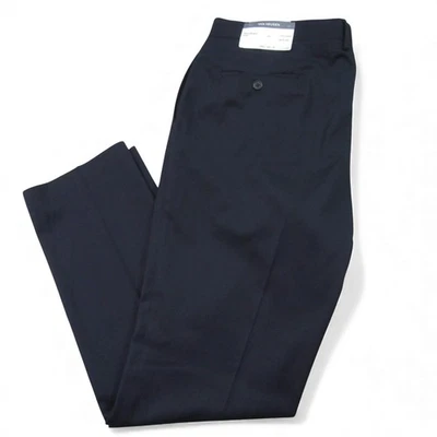 Pantalones de vestir Van Heusen para hombre 39 X 32 azul marino frente plano sin puños rectos nuevos con etiquetas Foto 1 de 4
