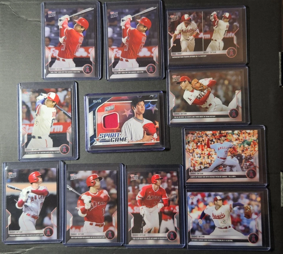 Shohei Ohtani 2019 Panini Father's Day S.O.G /99 Player Used + Topps Now Cards - Image 1 of 4