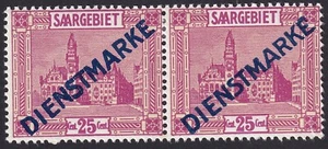 Saarland Dienst 25 C. Typenpaar Mi.Nr. 14 I +II ungebraucht Mi.Wert 450 € (257) - Bild 1 von 2
