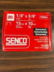 Senco F06BAA 20GA verzinkte Oberfläche Heftklammern 1/2" Krone x 3/8" Bein (10.000 ct) - Bild 1 von 2