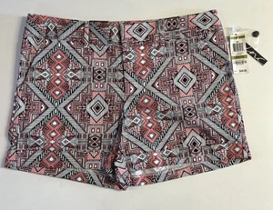 INC International Concepts Pink Black White Geometric Shorts Size 14 Petite - Picture 1 of 2