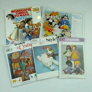 Sewing Pattern Bundle Vintage Toys Teddy Bear Lion Dog Doll Style Simplicity Lot - Picture 1 of 11