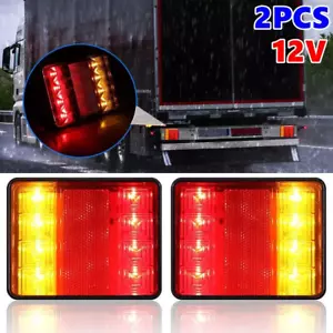 2x 12V 8 LED Tail Rear Stop Brake Turn Signal Light Indicator Trailer Truck RV - Picture 1 of 11
