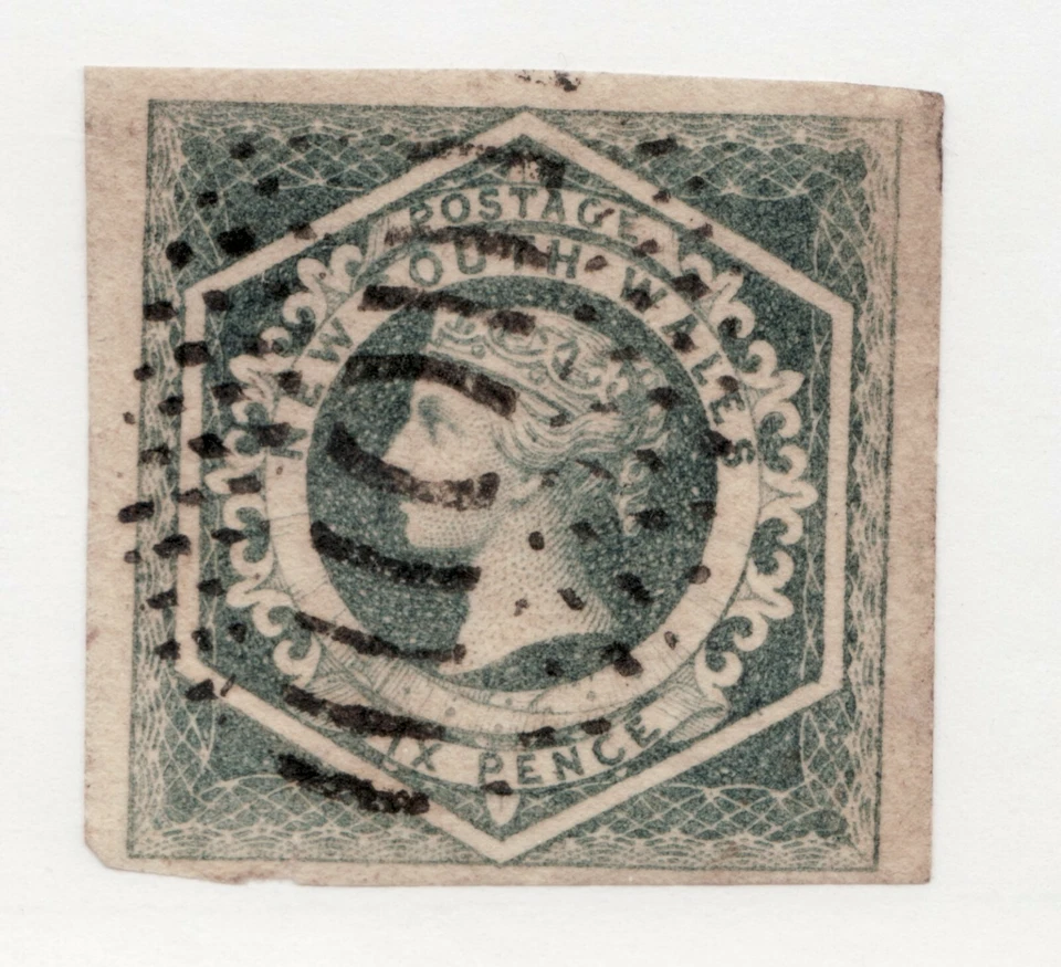 1854 New South Wales - Sc# 27 - 6p - Queen Victoria  -- Used Fine - cv$125 - Image 1 of 1