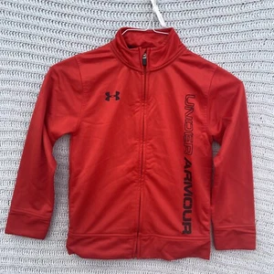 UNDER ARMOUR Track Coat Kids Size 7 Red Jacket Boys Youth full Zip Sweater - Picture 1 of 5