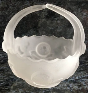 Vintage Lenox Imperial White Satin Glass Basket with Split Handle - Picture 1 of 9