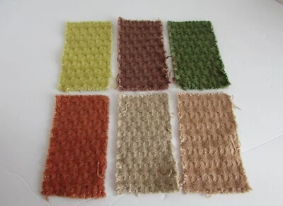 VINTAGE FABRIC SAMPLES Lot of 6 small Carpet ? or Upholstery ? Button Tuft - Image 1 of 4