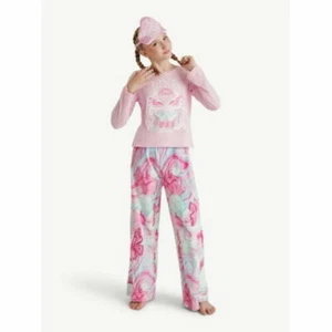 Justice Girls Wicked Top and Pant Pajama Set with Eyemask 3 Piece Pink Size XS - Picture 1 of 7