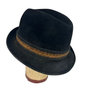 Vintage Champ "Feel The Felt" Fedora Negro Terciopelo Genuino Grande VER LEER - Imagen 1 de 11
