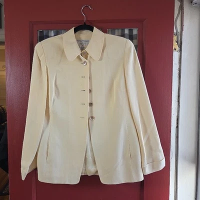 Chaqueta Blazer Rena Rowan para Saville Petite Crema Manga Larga Botón Delantero Talla 8P Foto 1 de 4