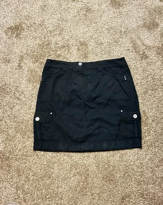 Minifalda cargo negra Y2K bolsillos plateados herrajes Cyber Grunge centro comercial gótica talla M Foto 1 de 4