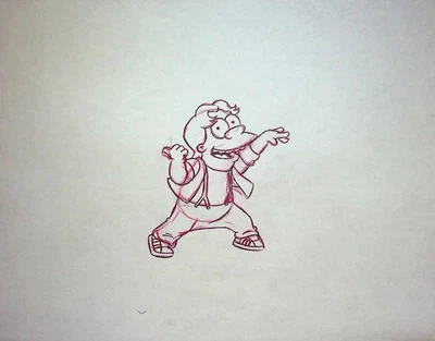 Simpsons 1990s Series Production Hand-Drawn Model Cel Layout - NELSON - Image 1 of 2