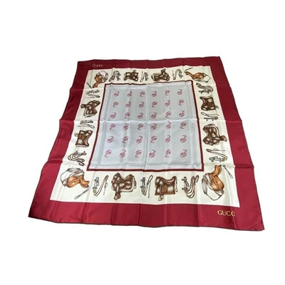 Gucci Grande Seda Bufanda Arnés Patrón 87cm x 87cm Usado De Japón Foto 1 de 4