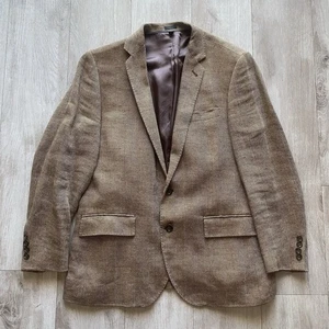 J Crew Ludlow Blazer Mens 40S Brown Herringbone Linen Italian Cloth Sport Coat - Picture 1 of 14