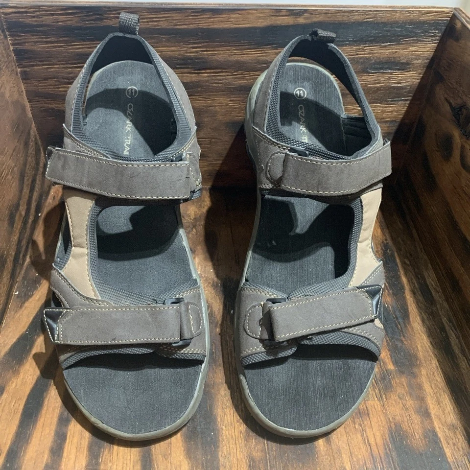 Sandálias sapatos Ozark Trail masculinas tamanho 11 esporte fluvial ao ar livre alça terreno marrom - Imagem 1 de 4