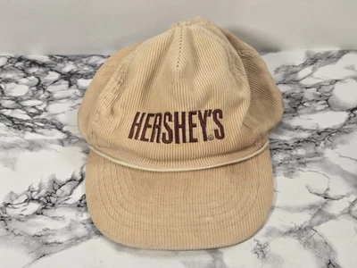 Boné chapéu snapback ajustável corda veludo bege bege vintage Hershey's - Imagem 1 de 4