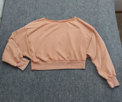 Sudadera Free People Mujer Grande Rosa Melocotón Lavado Crop Gran Tamaño Acogedora Vellón Foto 1 de 4