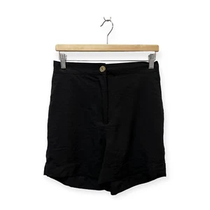 House Of Harlow 1960 Black Viscose Rolled Shorts Size M Medium - Picture 1 of 7