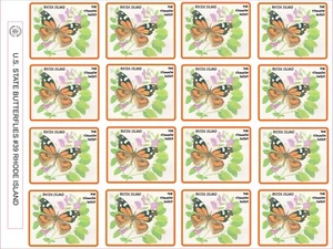 RHODE ISLAND STATE BUTTERFLY - THE COMMON SNOUT SIZE 2.5" X 2" - 16 PER SHEET - Picture 1 of 1
