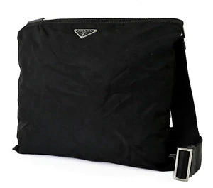 Auténtico bolso bandolera de hombro PRADA negro de nailon y cuero #60872 - Imagen 1 de 13