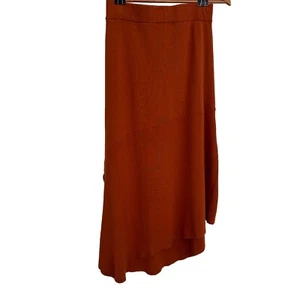 HOUSE OF HARLOW 1960 Maxi Skirt Knit Asymmetrical Orange Side Slit Size Small - Picture 1 of 12