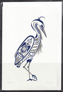 April White - Haida Gwaii artist West Coast Blue Heron - New 6" x 9" Art Card