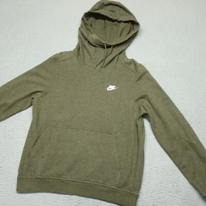 Nike Sweater Women M Green Funnel Cowl Neck Hoodie Pullover Casual Drawstring - Picture 1 of 13