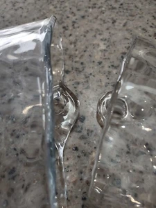 2Hand Blown Art Glass Sculpted Wall Pocket Vase Wall Hanger Clear Beauty Flowers - Picture 1 of 11