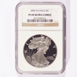 2004-W Silver American Eagle Proof Dollar NGC PF69 Ultra Cameo - Picture 1 of 2