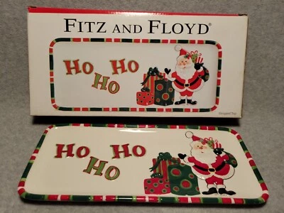 Fitz And Floyd "That’s A Wrap" HO HO HO2007 Elongated Christmas Ceramic Tray B10 - Image 1 of 4