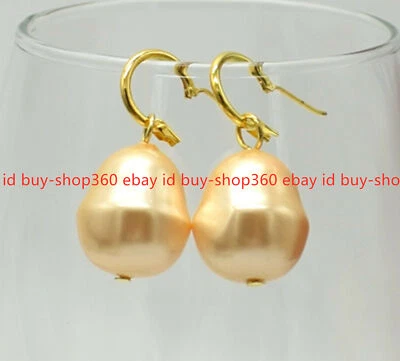 Rare Huge 17-19mm Multicolor South Sea Baroque Shell Beads Dangle Earrings AAA++ - Image 1 of 4