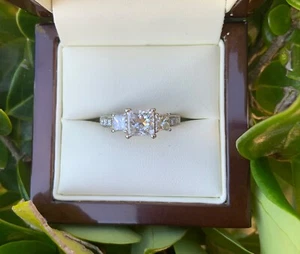 Custom 3 Stone Engagement Ring Princess 2ctw Natural Diamonds GIA Certificate - Picture 1 of 9