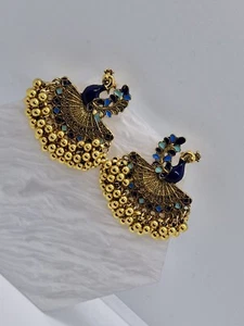 Orecchini Pavone Imitazione Pendente Goccia Blu Verde Gioielli da Donna - Foto 1 di 4