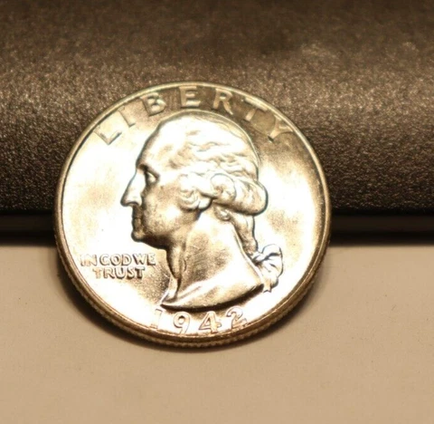 1942 D US Washington Quarter 25c Gem Unc Cover