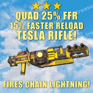 FALLOUT 76 PC QUAD +25% WEAPON SPEED TESLA RIFLE! [+15% RELOAD SPEED] +⭐⭐⭐⭐ MOD - Picture 1 of 1