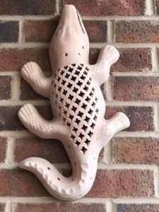 Crocodile Terracotta Wall Light Cover Indoor Outdoor Natural Clay Tunisian Decor - Picture 1 of 4