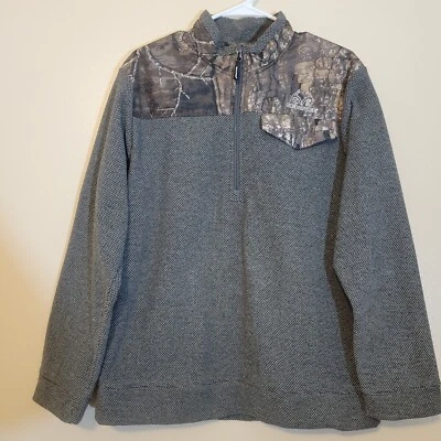 Realtree Fleece Mens Camo Quarter Zip  Pullover Hunting Outdoor - Image 1 of 4