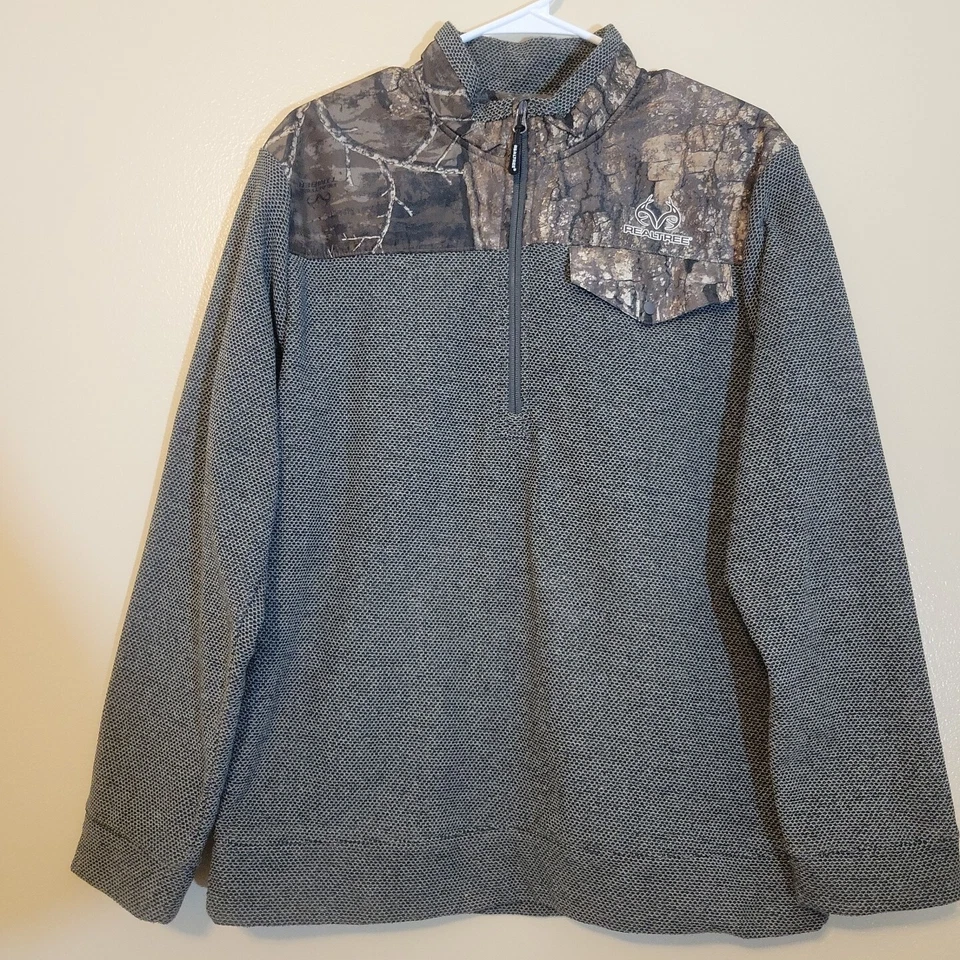 Realtree Fleece Mens Camo Quarter Zip  Pullover Hunting Outdoor - Image 1 of 4