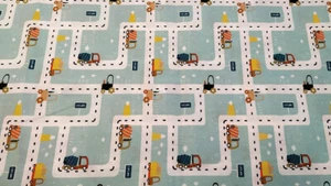 Kinderstoff Baumwollstoff Straßen ab 0,5m Autostoff öko Tex minttürkis  - Bild 1 von 3