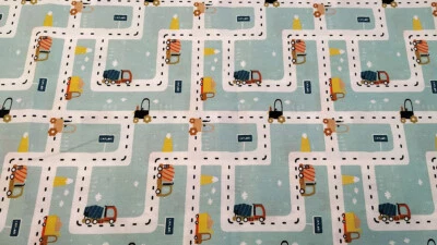 Kinderstoff Baumwollstoff Straßen ab 0,5m Autostoff öko Tex minttürkis  - Bild 1 von 3