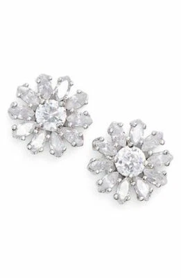 KATE SPADE NEW YORK CRYSTAL GARDENS SILVER FLOWER DAISY EARRINGS ESTATE RHODIUM - Image 1 of 4