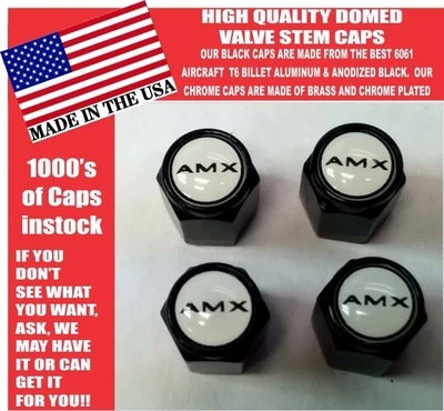 AMC AMX American Motors Black Billet Valve Stem Caps -Very Nice! Unique! - Image 1 of 2
