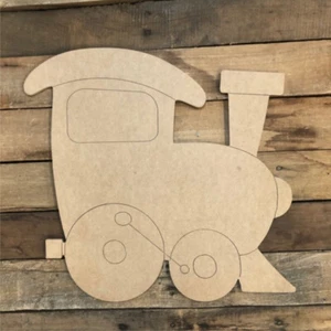 Train Cutout, Unfinished MDF Shape, Paint by Line, Paint by Line, Engraved DIY - Picture 1 of 1